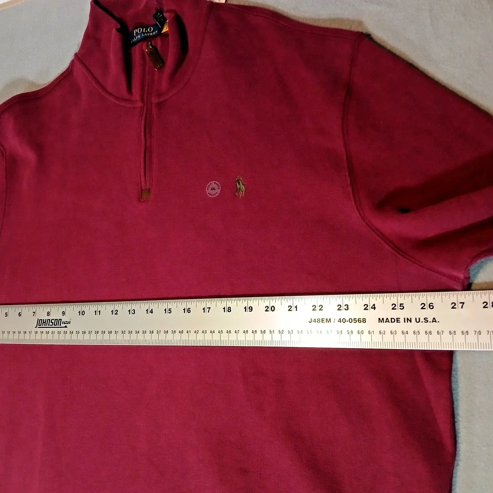 Polo Ralph Lauren Quarter Zip Red Yellow Pony Sweater‎ Men's Size XXL New